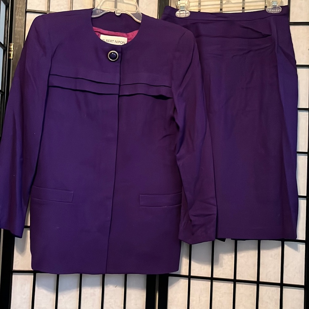 Albert Nipon Lined Wool Skirt Set Size 10 - image 1